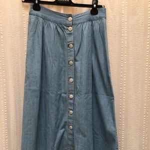 Madewell chambray midi skirt